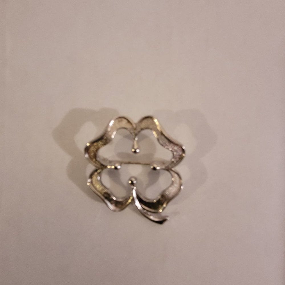 Monet Silvertone Four Leaf Clover Brooch